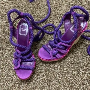 Purple lace up Christian Dior wedges